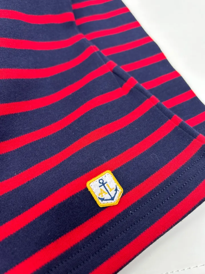 ARMOR LUX CAMICIA BRETONE COTONE SPESSO RIGA BLU/ROSSO