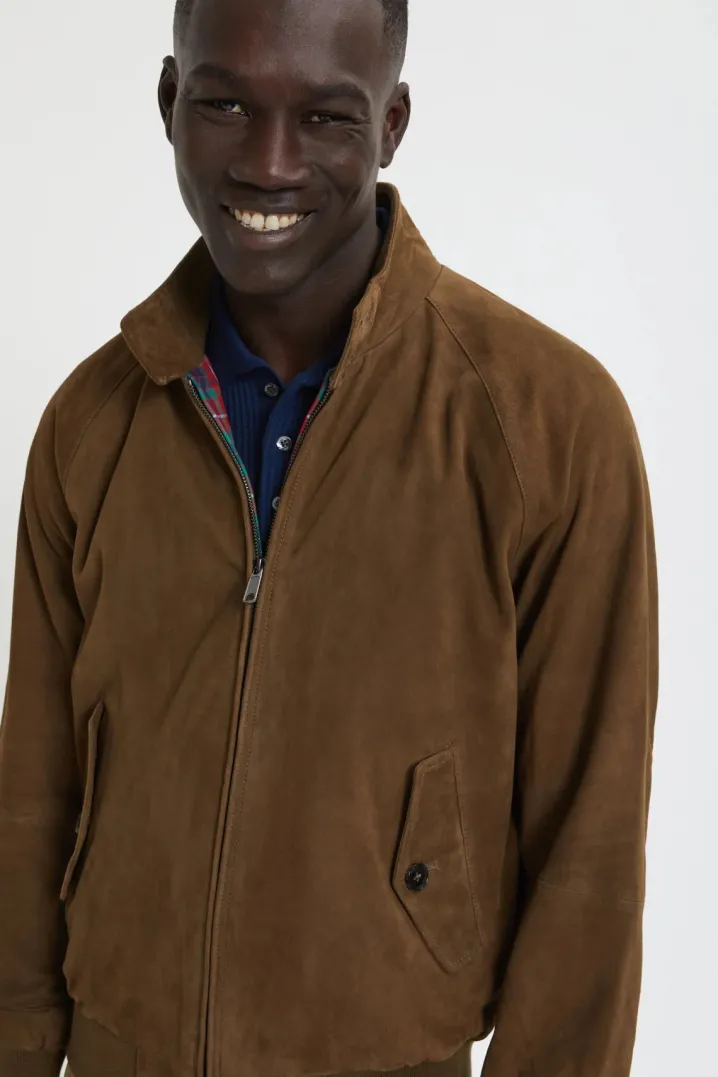 BARACUTA HARRINGTON SUEDE DARK OLIVE