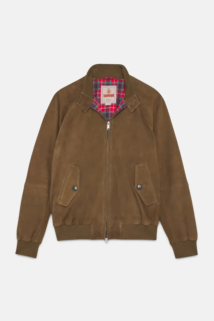 BARACUTA HARRINGTON SUEDE DARK OLIVE