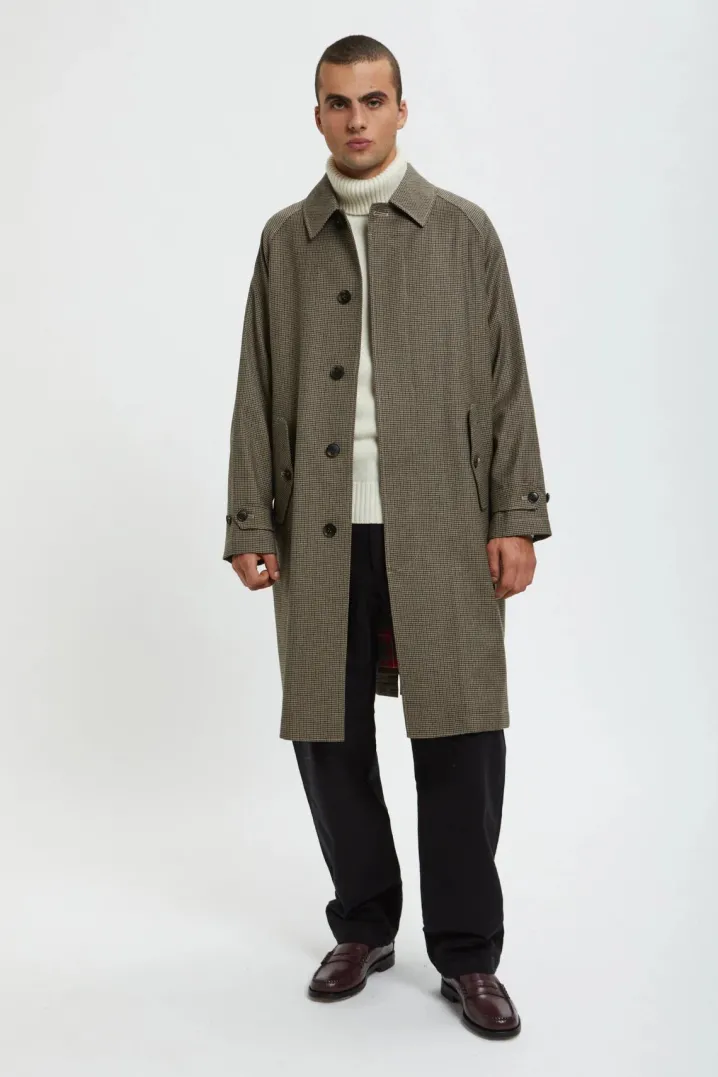 BARACUTA WOOL RAGLAN COAT PIED DE POULE