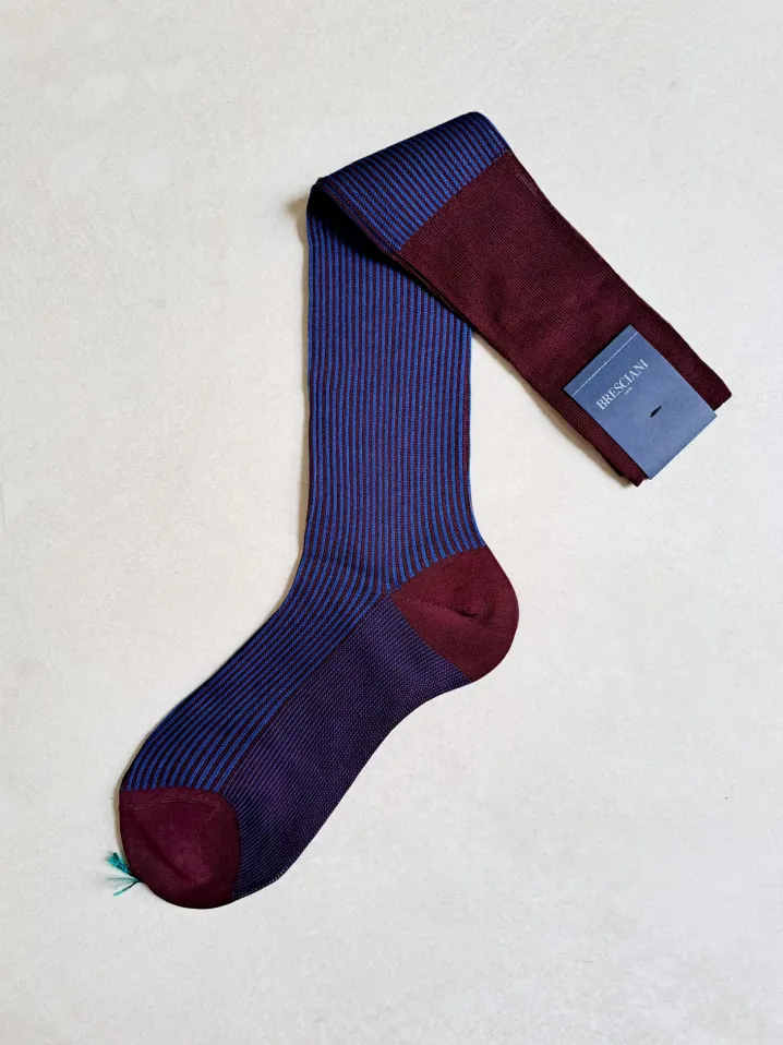 BRESCIANI CALZE A COSTE BORDEAUX CELESTE
