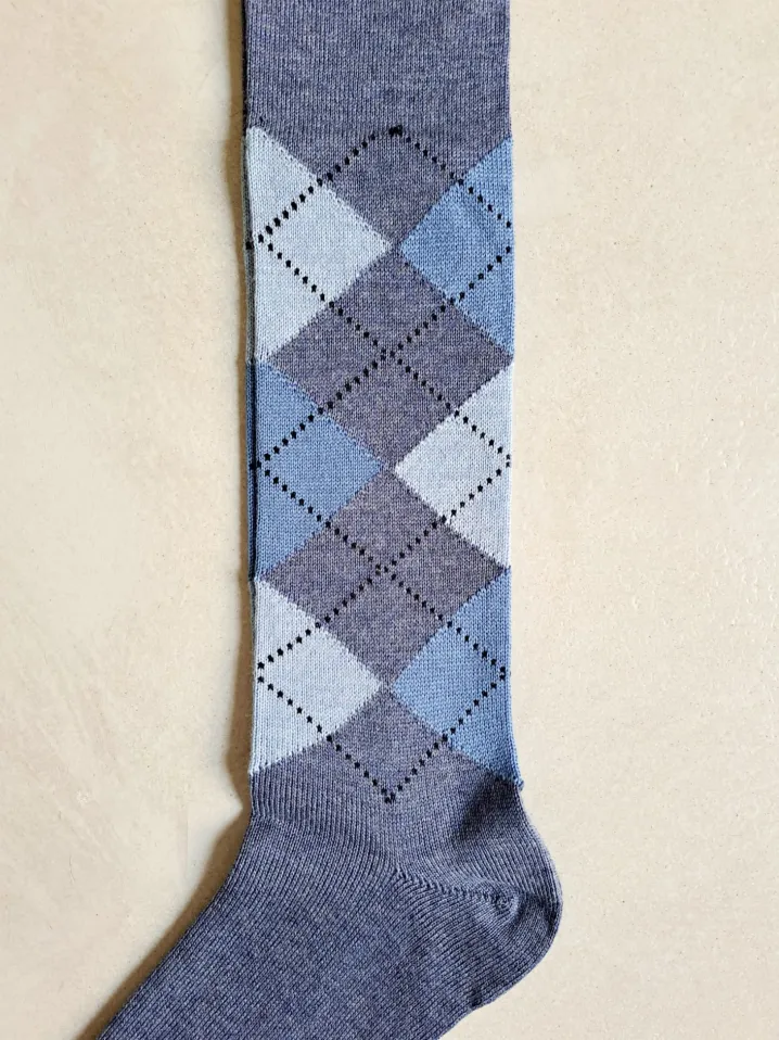BRESCIANI CALZE LANA FANTASIA ROMBI AZZURRO