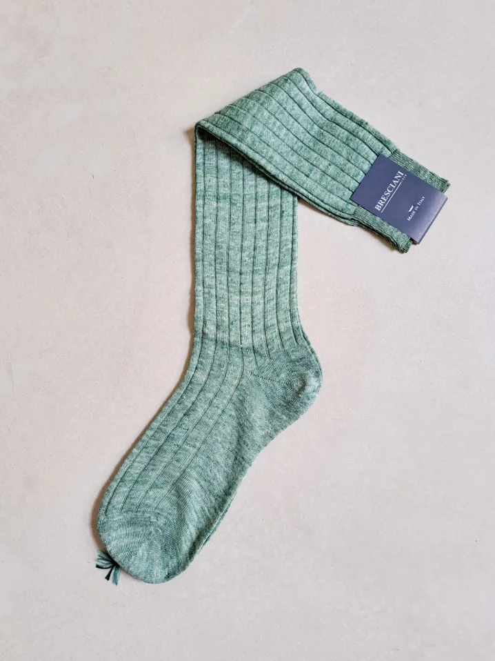 BRESCIANI CALZE LINO A COSTE VERDE MELA