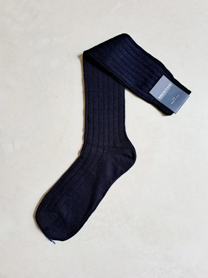 BRESCIANI CALZE LINO A COSTE BLU