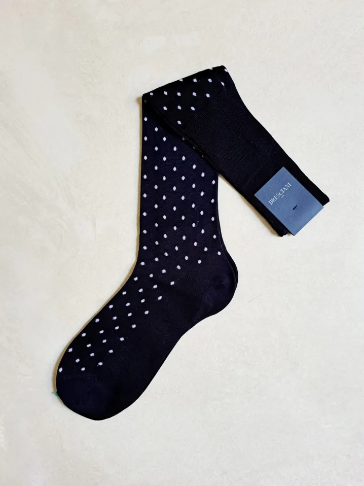 BRESCIANI CALZE MAXI POIS BLU BIANCO