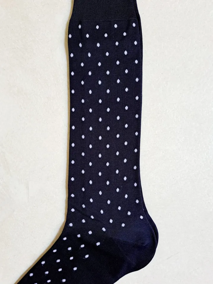 BRESCIANI CALZE MAXI POIS BLU BIANCO