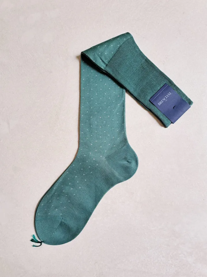 BRESCIANI CALZE MICRO POIS VERDINO ECRU'
