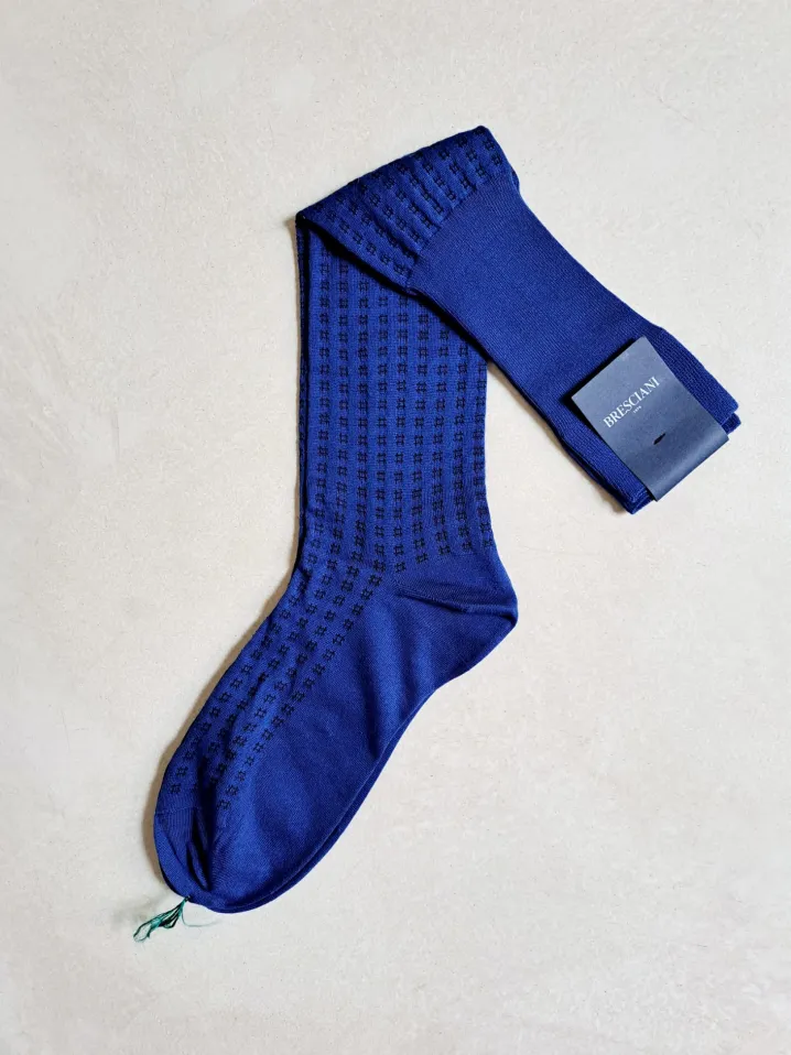 BRESCIANI CALZE QUADRETTO BLUETTE BLU