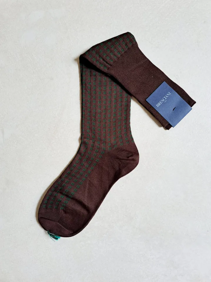 BRESCIANI CALZE QUADRETTO TESTA MORO VERDE
