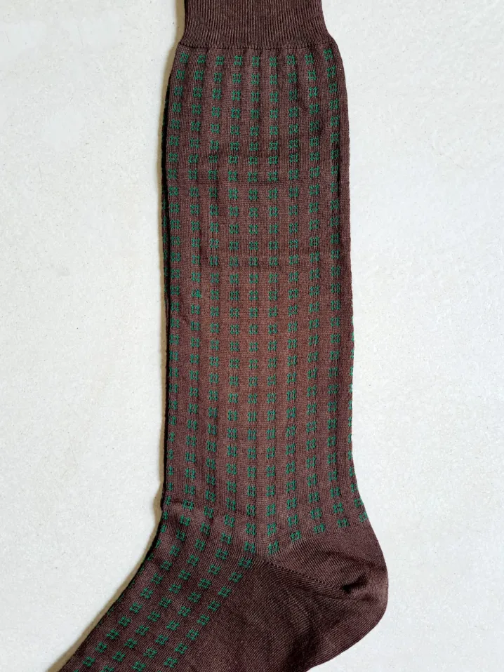 BRESCIANI CALZE QUADRETTO TESTA MORO VERDE