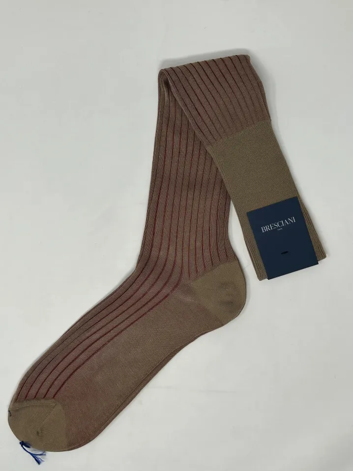 BRESCIANI CALZE VANISE' COSTE BEIGE/ROSSO