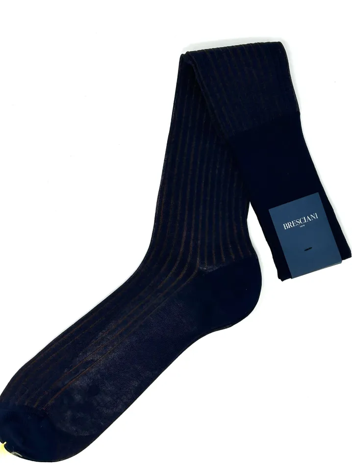 BRESCIANI CALZE VANISE' COSTE BLU/MARRONE