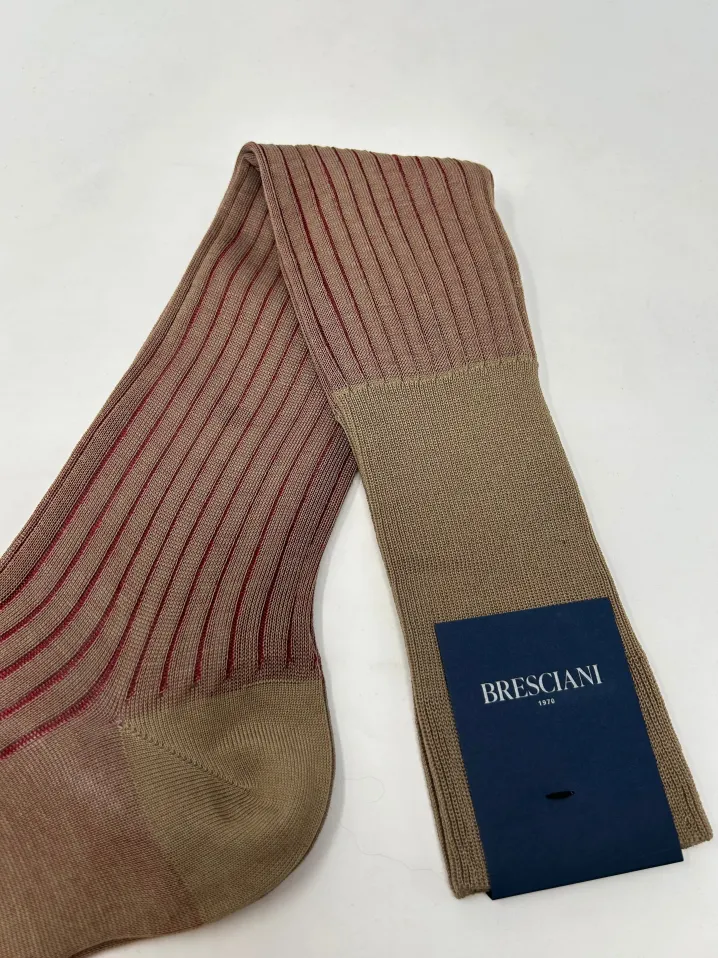 BRESCIANI CALZE VANISE' COSTE BEIGE/ROSSO