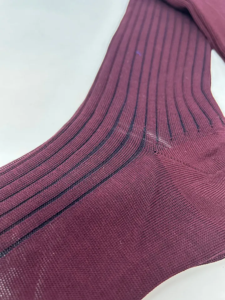 BRESCIANI CALZE VANISE' COSTE BORDEAUX/BLU