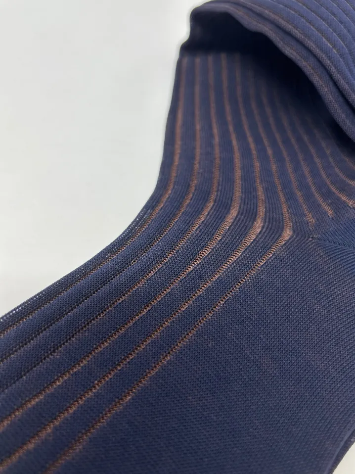 BRESCIANI CALZE VANISE' COSTE BLU/MARRONE