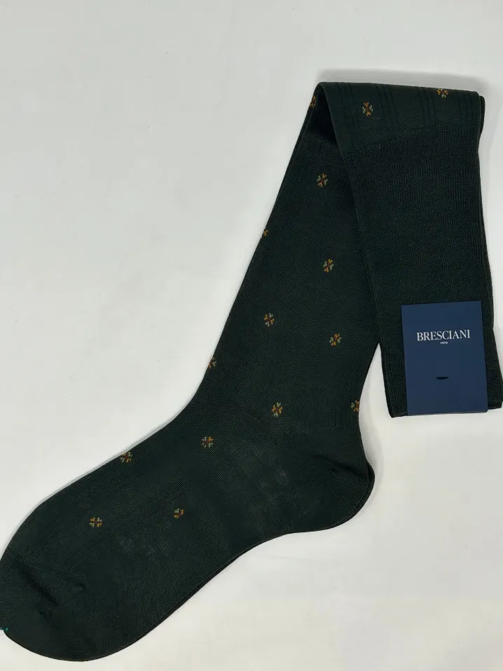 BRESCIANI CALZE VERDE MICRO FIORE
