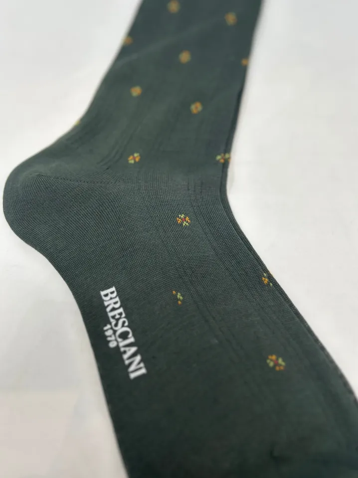 BRESCIANI CALZE VERDE MICRO FIORE
