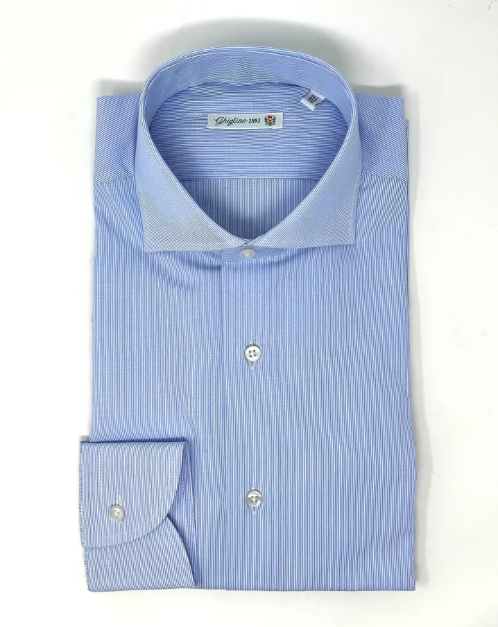CAMICIA 1000 RIGHE AZZURRA/BIANCA