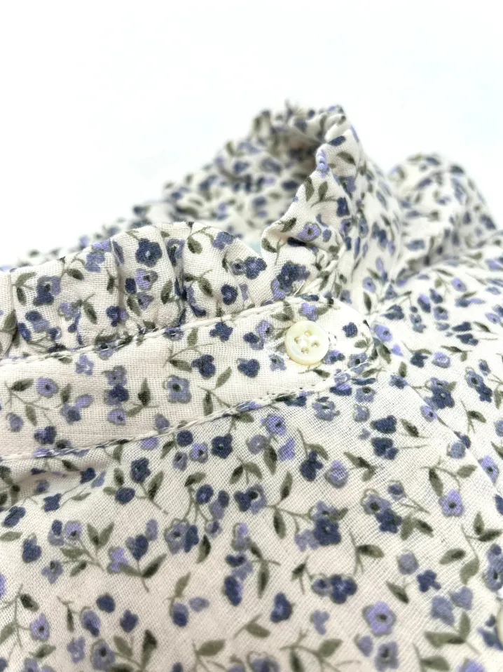 CAMICIA ALEX (OVERSIZE) COREANA CON ROUCHES FIORE LILLA IN GARZA DI CO