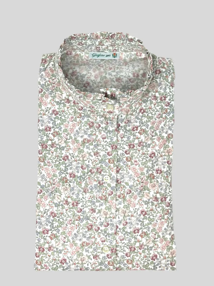 CAMICIA ALEX (OVERSIZE) FANTASIA FIORELLINO ROSA/VERDE