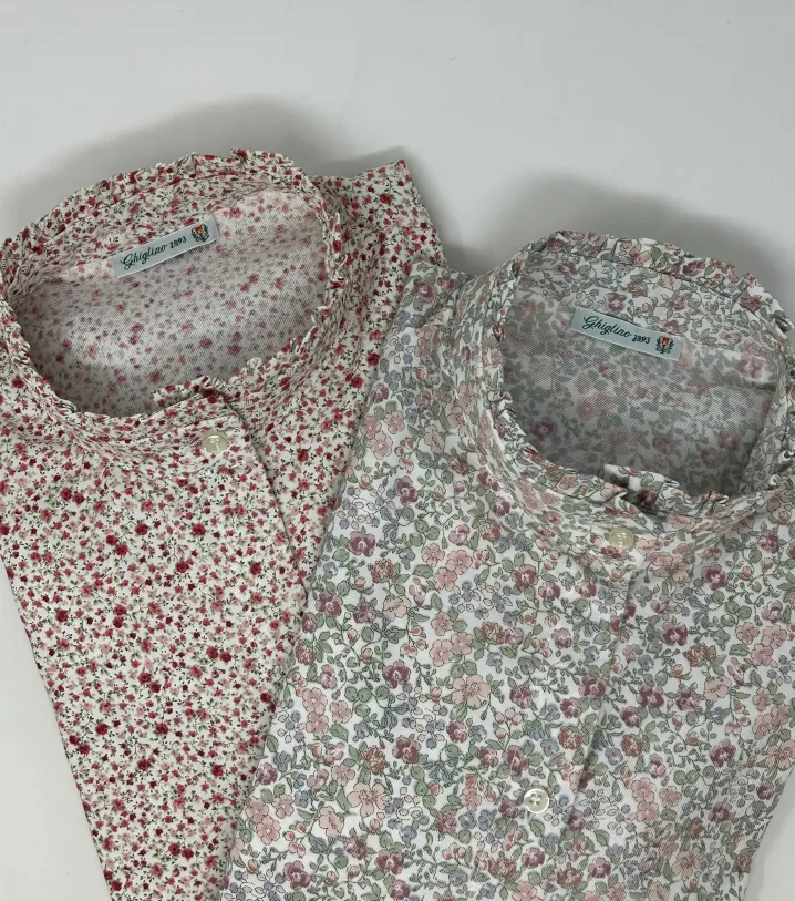 CAMICIA ALEX (OVERSIZE) FANTASIA FIORELLINO ROSA/VERDE