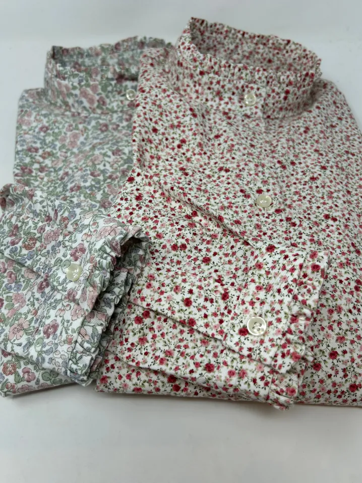 CAMICIA ALEX (OVERSIZE) FANTASIA FIORELLINO ROSA/ROSSO