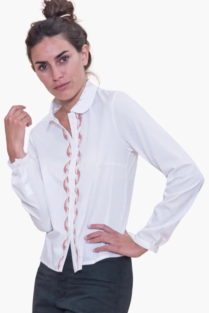 CAMICIA AURORA COLLO ROTONDO E ABBOTTONATURA SERPENTINA