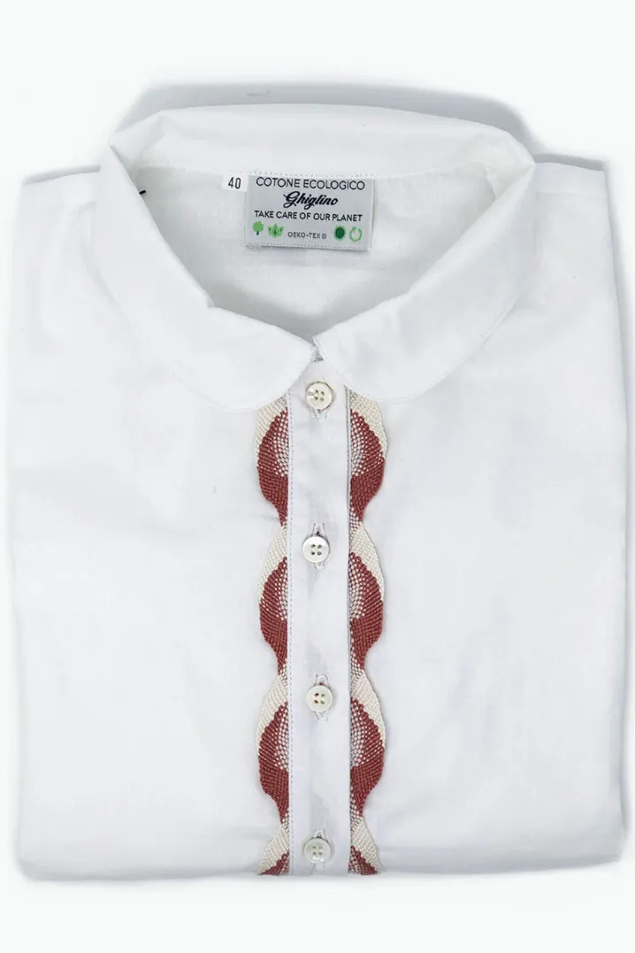 CAMICIA AURORA COLLO ROTONDO E ABBOTTONATURA SERPENTINA