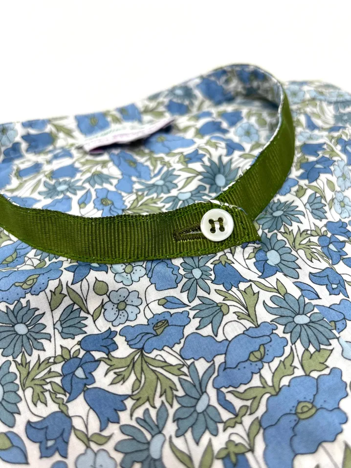 CAMICIA BETTA COREANA MADE WITH LIBERTY FABRICS FIORE AZZURRO