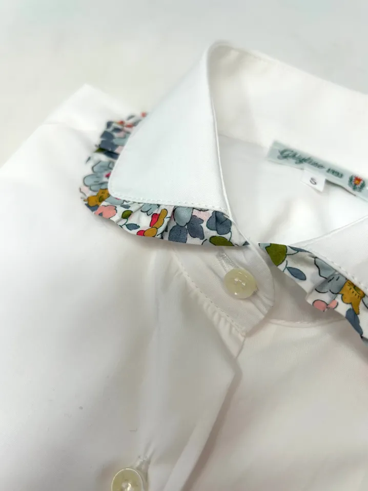 CAMICIA ERIKA BIANCA POPELINE rouches LIBERTY FABRICS