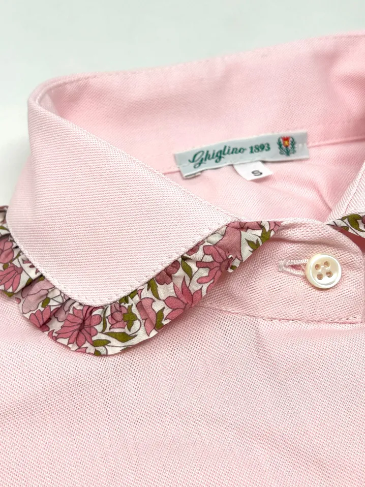 CAMICIA ERIKA OXFORD ROSA rouches LIBERTY FABRICS