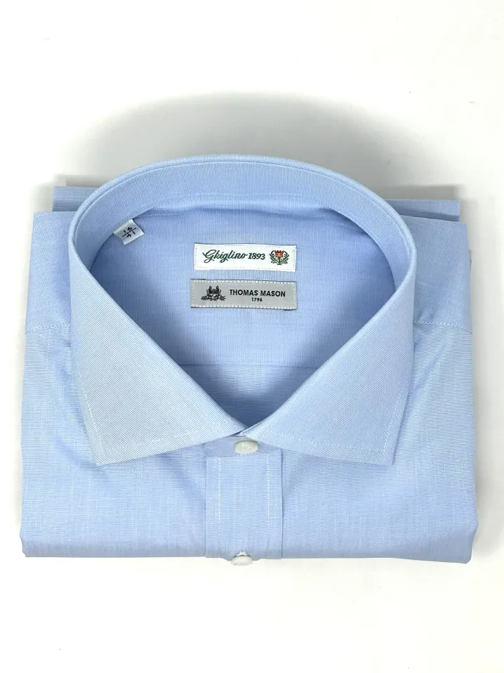 CAMICIA FIL A FIL AZZURRO