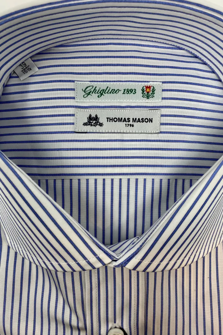 CAMICIA FIL A FIL BASTONCINO AZZURRO
