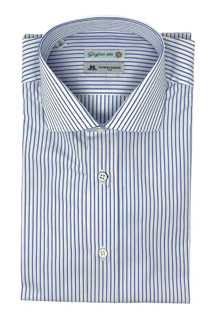 CAMICIA FIL A FIL BASTONCINO AZZURRO