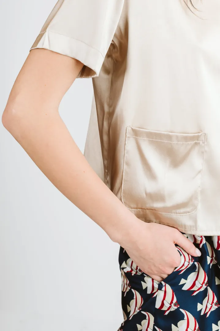 CAMICIA MERY COREANA PURA SETA CHAMPAGNE