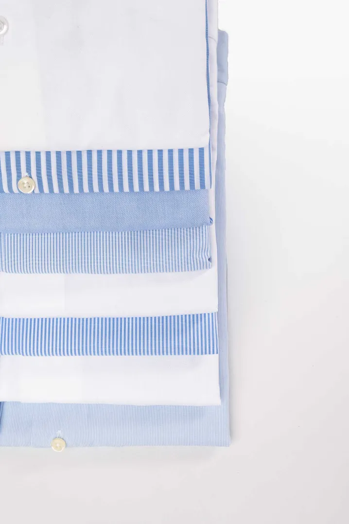 CAMICIA MILLE RIGHE BIANCO AZZURRO