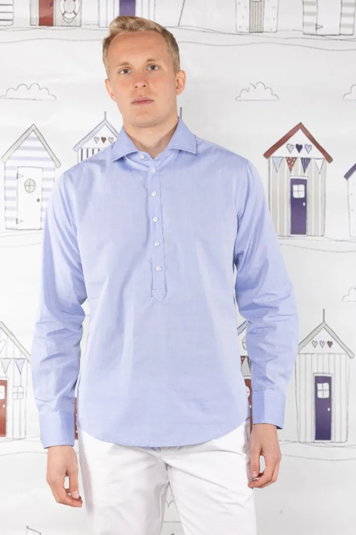 CAMICIA POLO UOMO COLLETTO FRANCESE AZZURRO