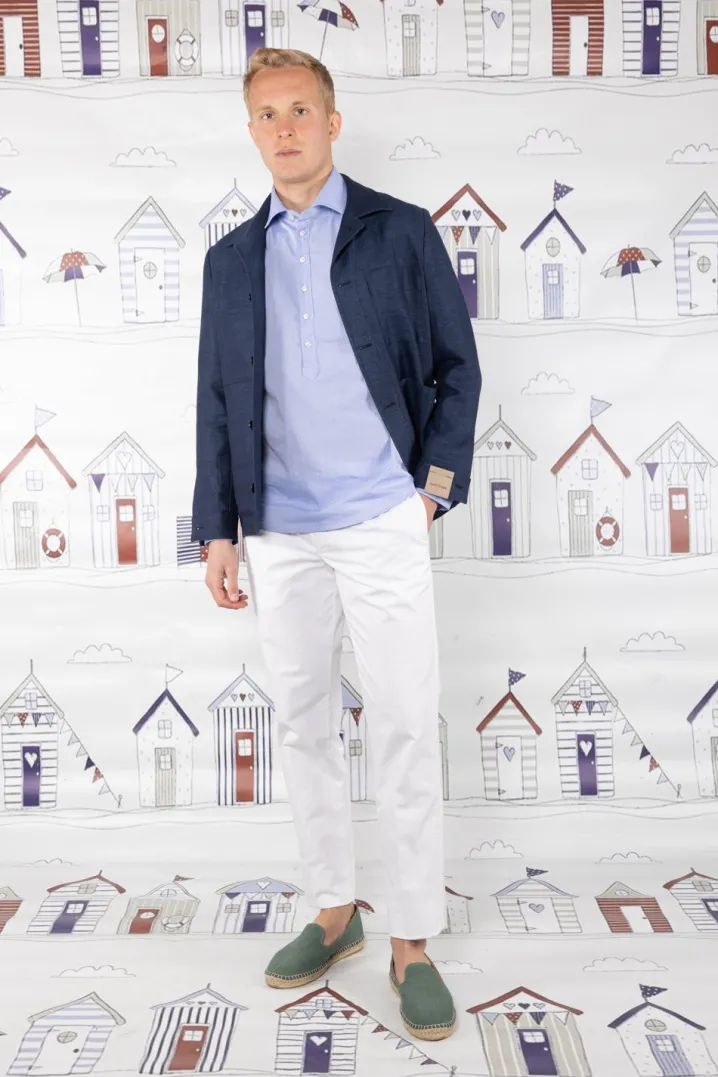 CAMICIA POLO UOMO COLLETTO FRANCESE AZZURRO