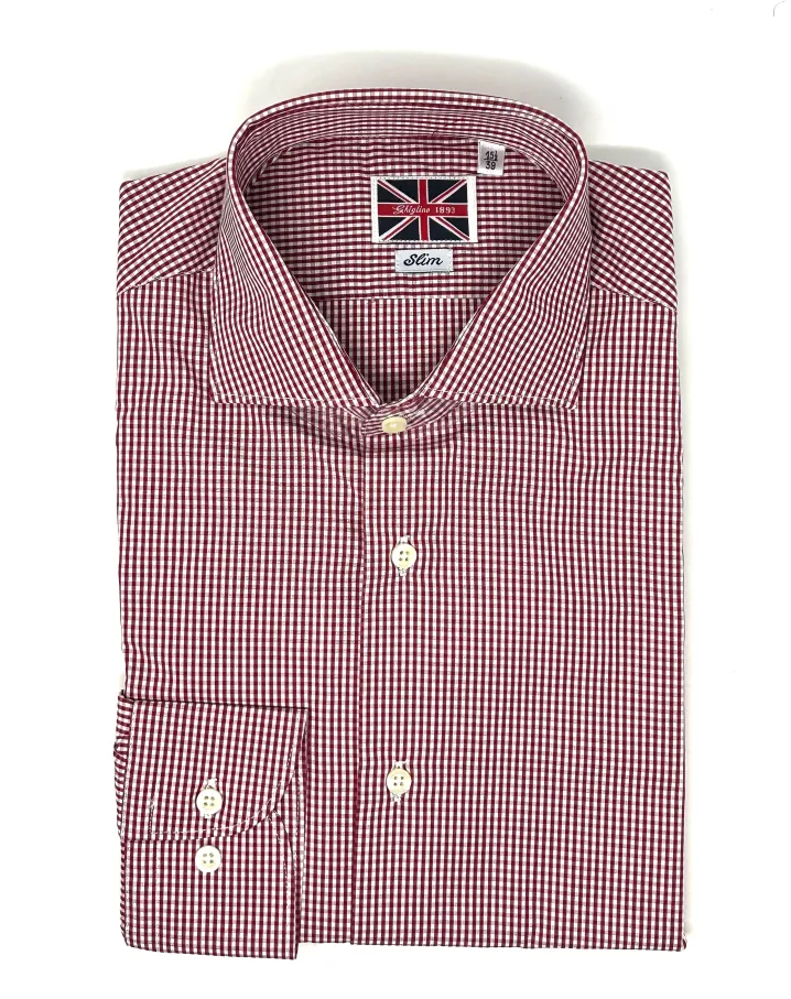 CAMICIA QUADRETTO BORDEAUX