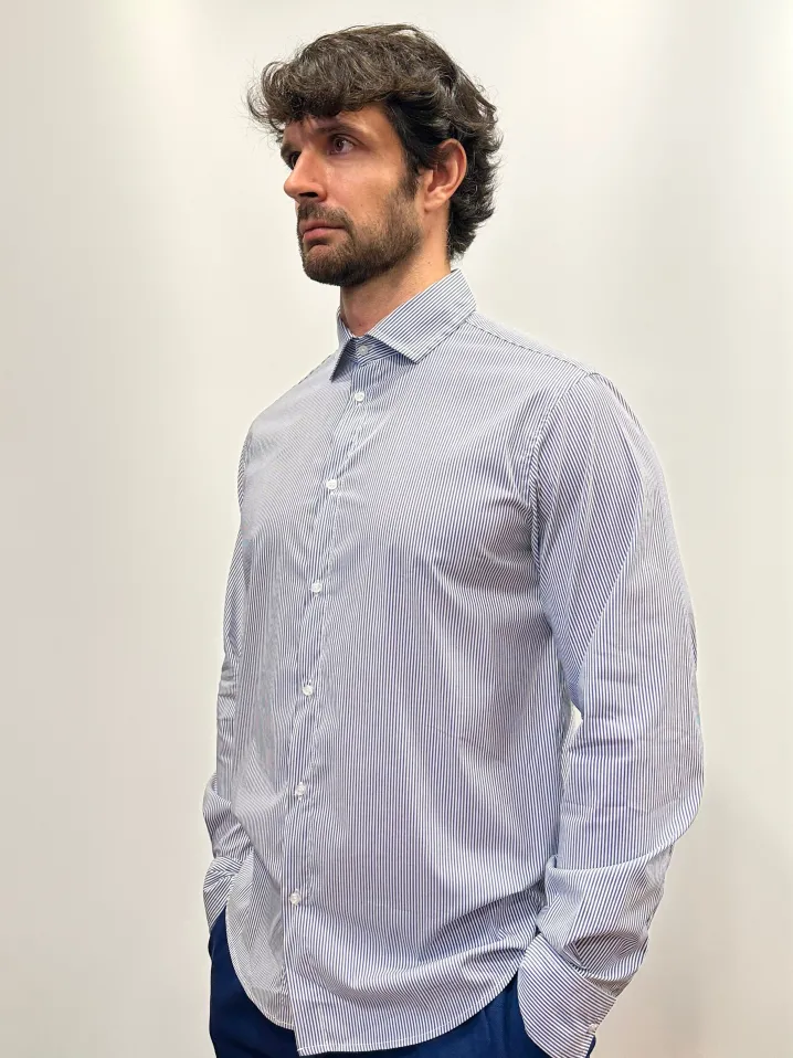 CAMICIA "KENNEDY" BASTONCINO BLU