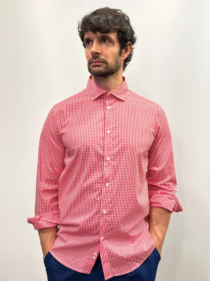 CAMICIA "KENNEDY" QUADRETTO VICHY ROSSO