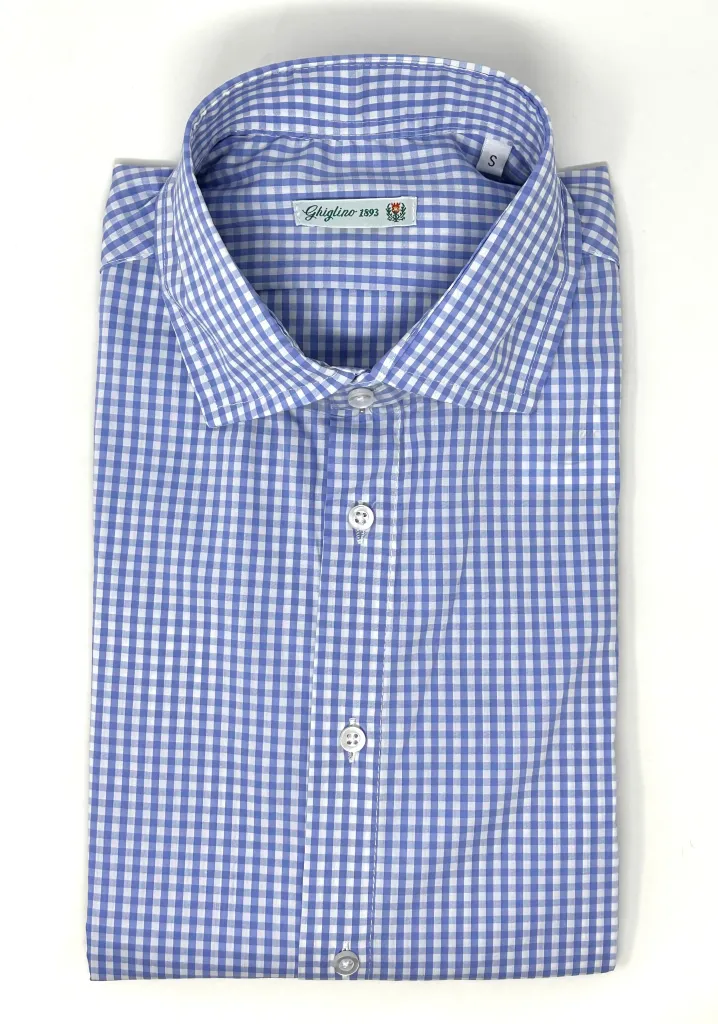 CAMICIA "KENNEDY" QUADRETTO VICHY AZZURRO