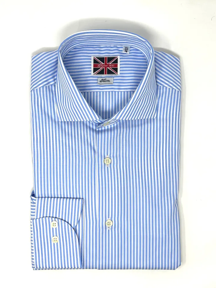 CAMICIA RIGA BIANCA/AZZURRA