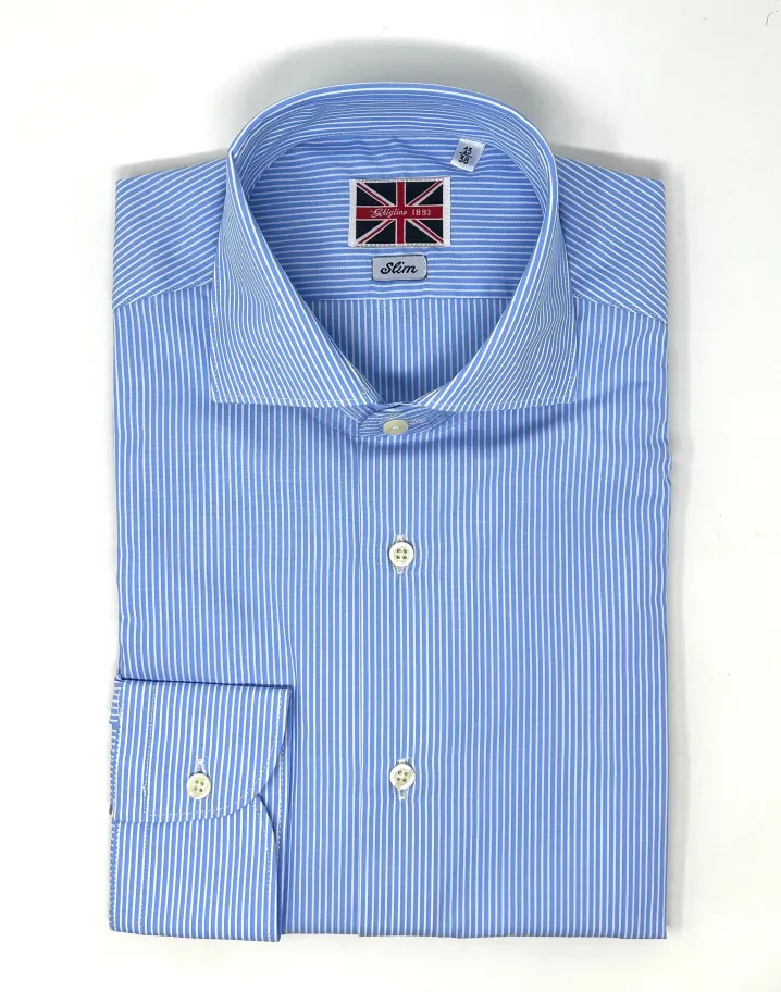 CAMICIA RIGA SOTTILE AZZURRA/BIANCA