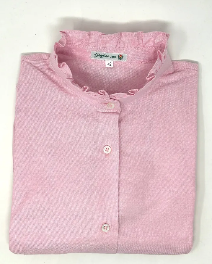 CAMICIA SISSY ROSA OXFORD polso classico