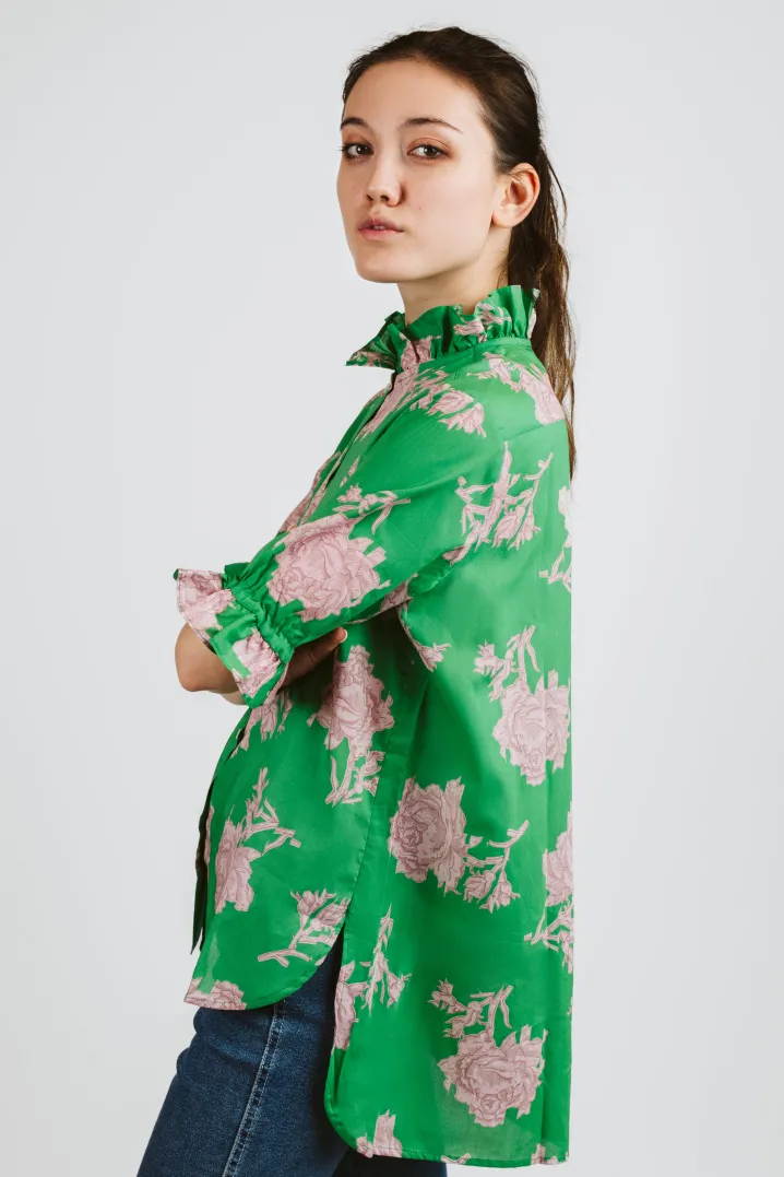 CAMICIA TRILLY MANICA CORTA MAXI ROUCHES MADE WITH LIBERTY FABRICS