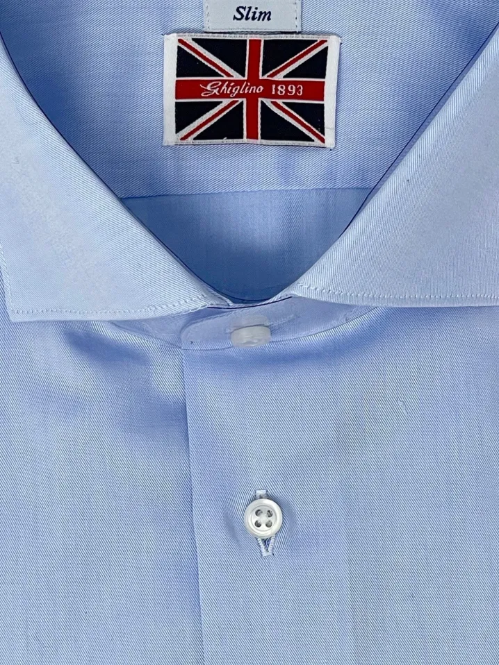 CAMICIA TWILL CELESTE