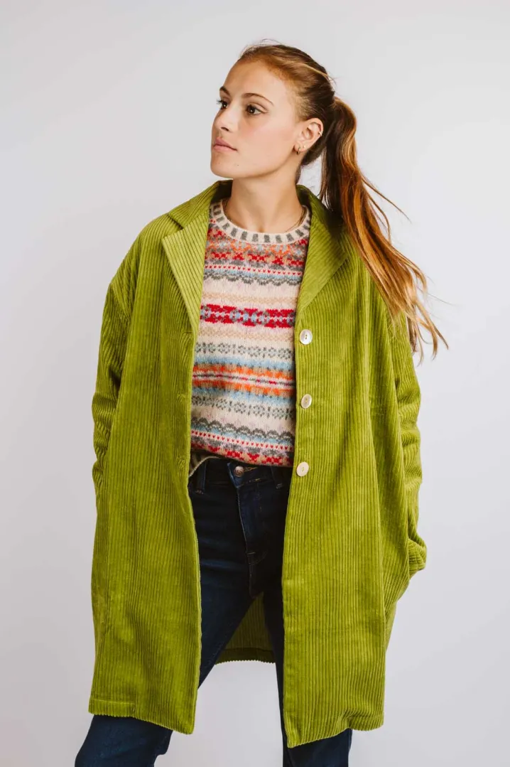 CAPPOTTO "DEBBY" OVER VELLUTO A COSTE VERDE PISTACCHIO