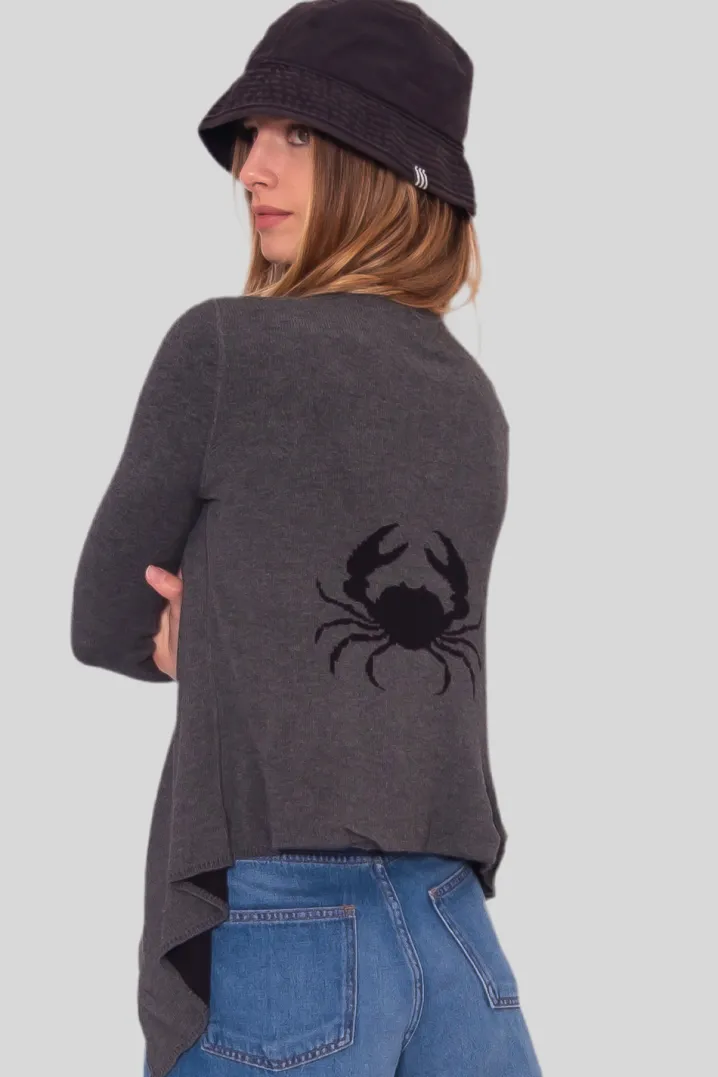 CARDIGAN "GRANCHIO" REVERSIBILE GRIGIO NERO