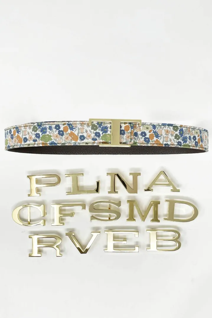 CINTURA ALPHABET STYLE REVERSIBILE LIBERTY FABRICS/TESTA DI MORO
